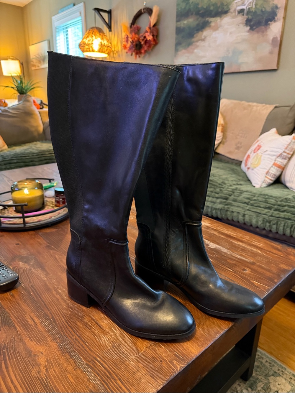 Easy Spirit Black Tall Leather Riding Boots
